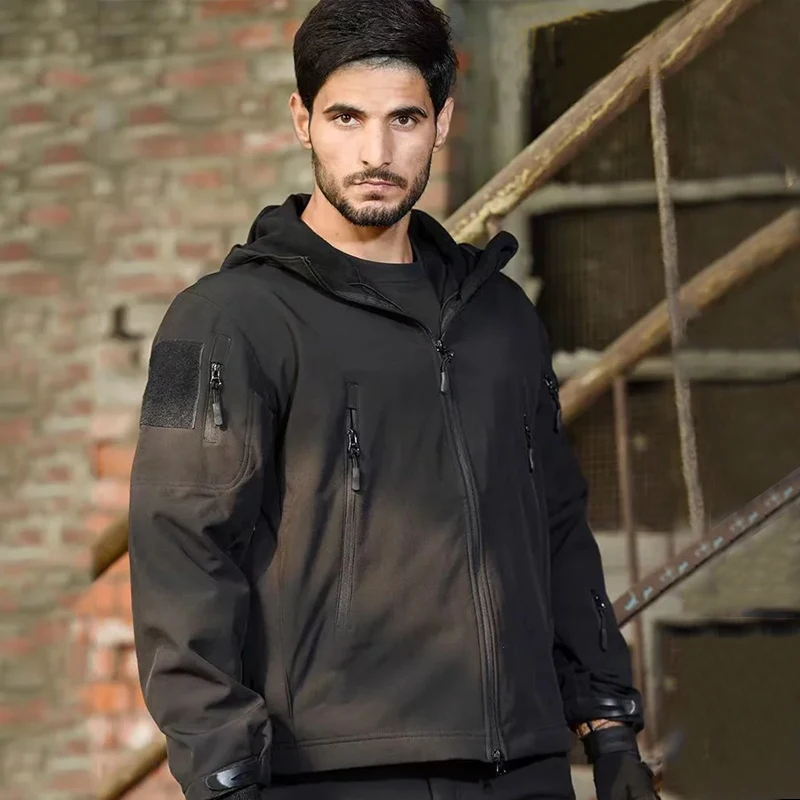 Chaqueta táctica softshell con capucha térmica cortaviento outdoor - imagen 2