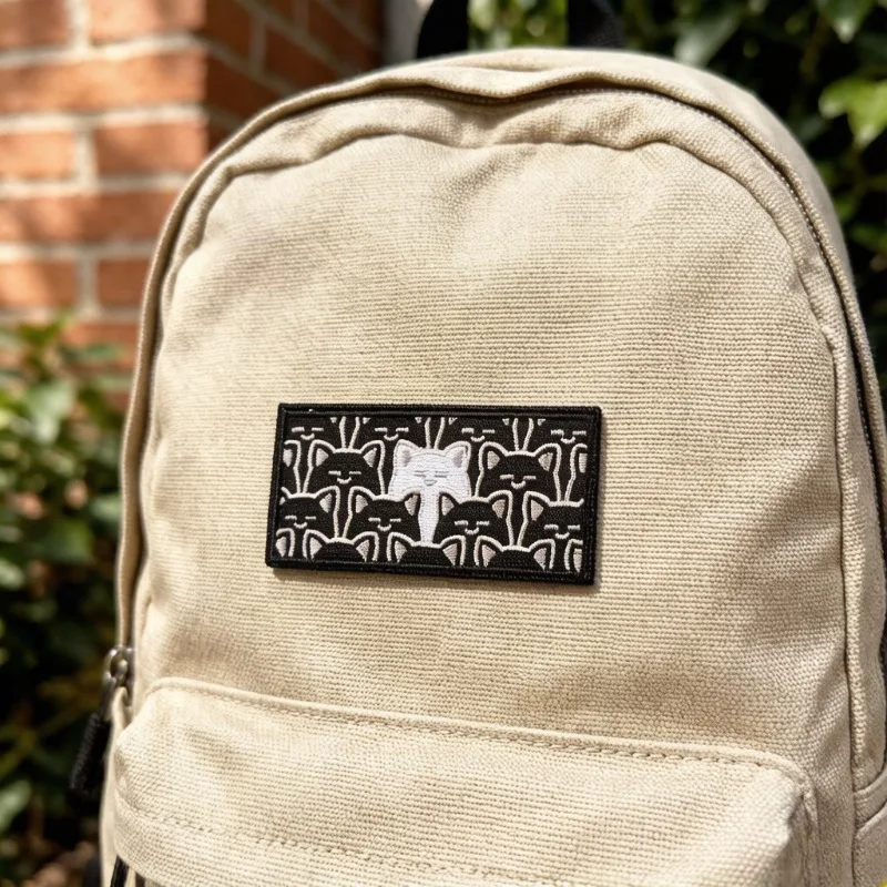 Diseño de gatito para chaquetas, bolsos y sombreros