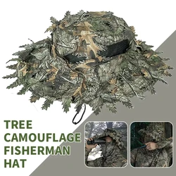 Sombrero de caza ala ancha hojas biónicas camuflaje para exterior