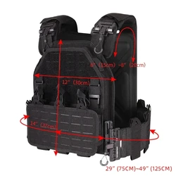 YAKEDA 6094 Chaleco táctico negro corte láser ligero desmontable caza