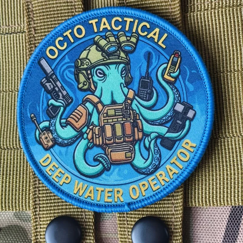 Parche táctico operador aguas profundas pulpo con velcro para ropa - imagen 2