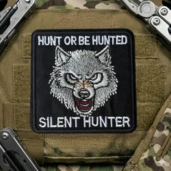 Parche táctico bordado Silent Hunter Wolf con velcro para chaleco