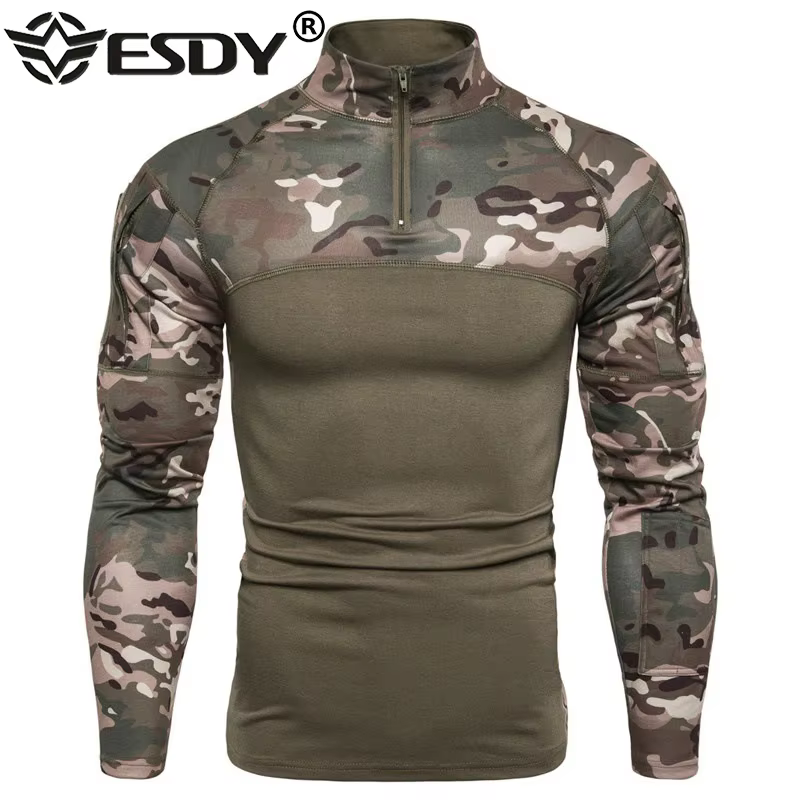 Camiseta táctica militar estilo USA manga larga camuflaje