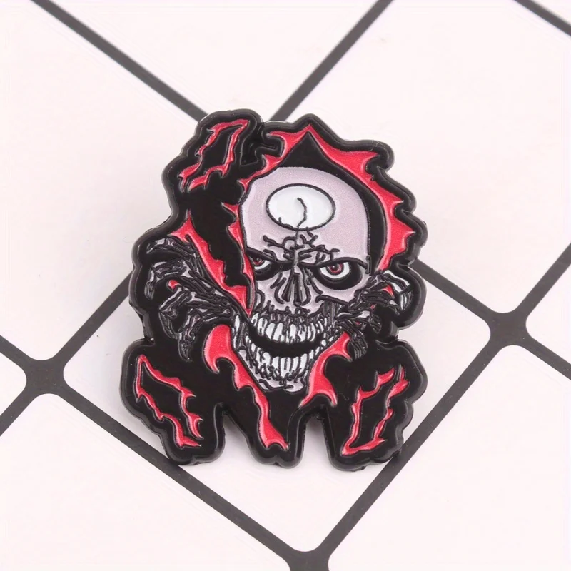 Hellfire Revenant pin calavera pulsante con venas carmesí