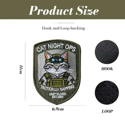 Parche táctico bordado gato para operaciones nocturnas