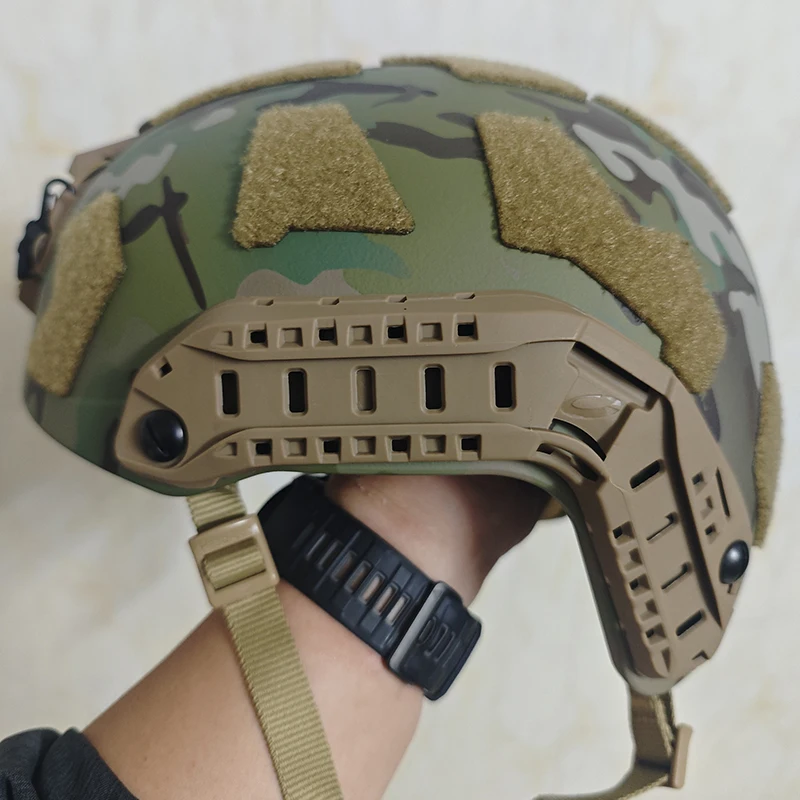 Casco táctico ABS corte alto con rieles laterales NVG