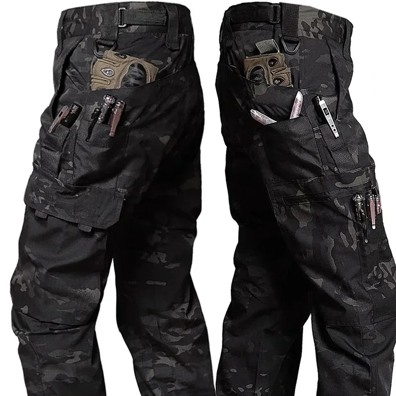 Pantalones tácticos impermeables con bolsillos cargo para hombre - imagen 2