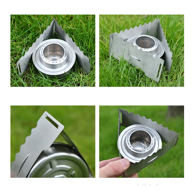 Estufa de alcohol ultraligera con parabrisas de aluminio para camping - imagen 4