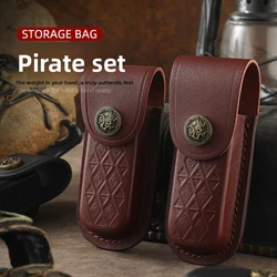 Funda táctica cuero genuino para cuchillo de bolsillo