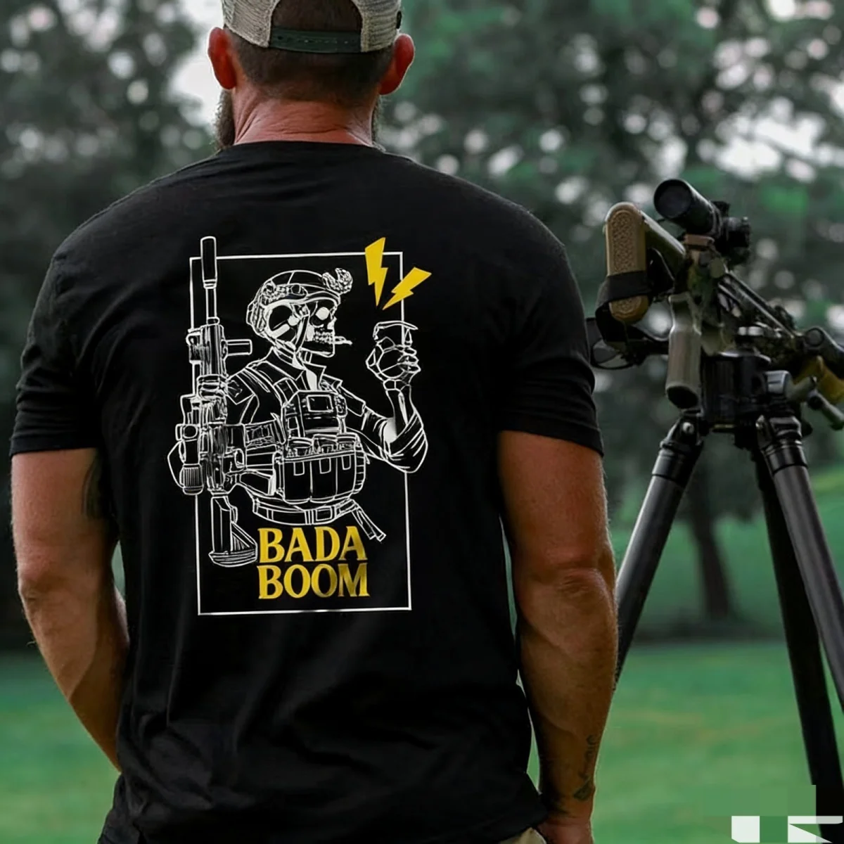 Camiseta táctica de manga corta cuello redondo calavera bada boom - imagen 5