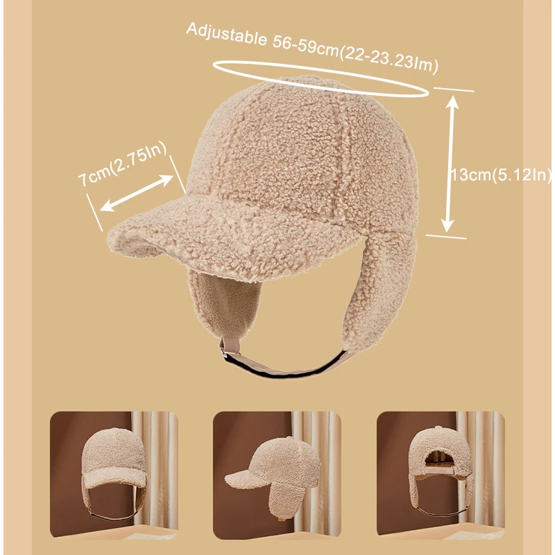 Gorro táctico de lana polar con orejeras y visera invernal - imagen 5