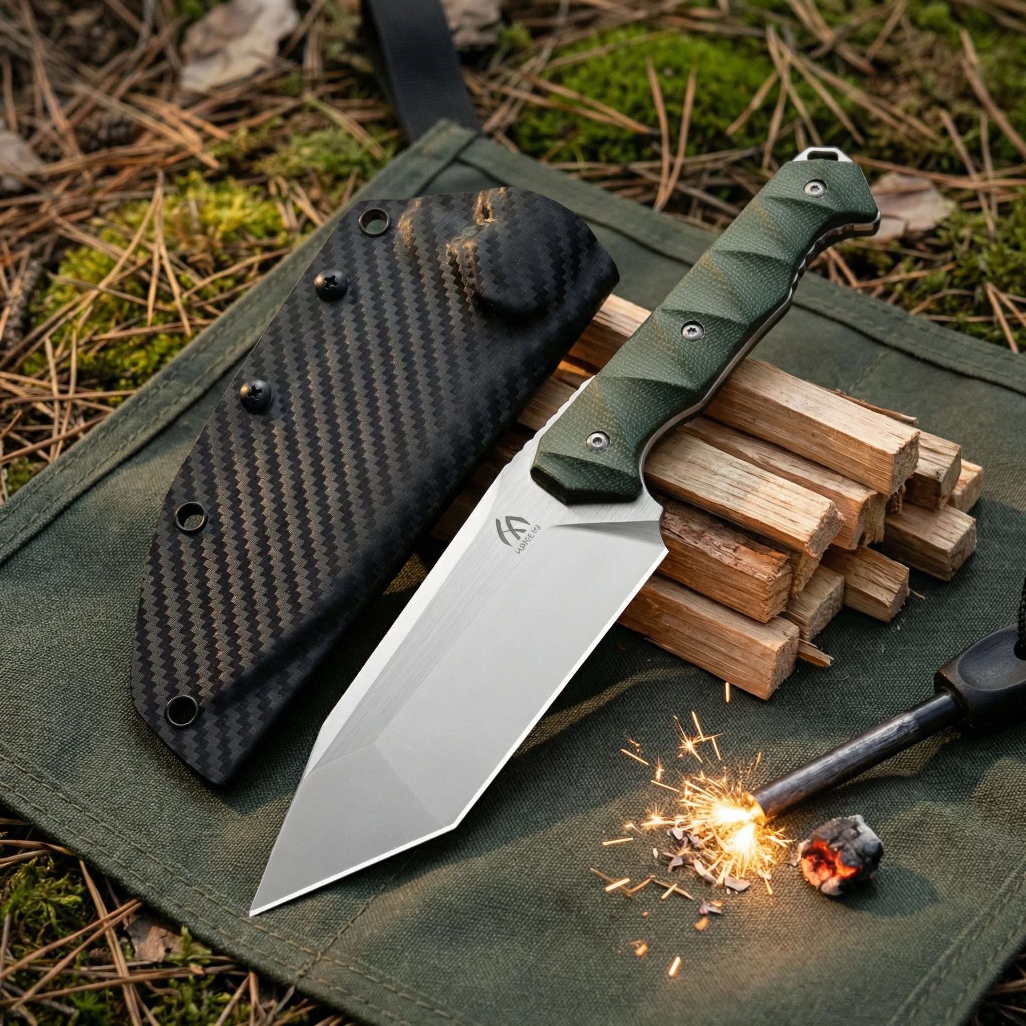 Cuchillo fijo de acero para exteriores, pequeño de emergencia - imagen 2
