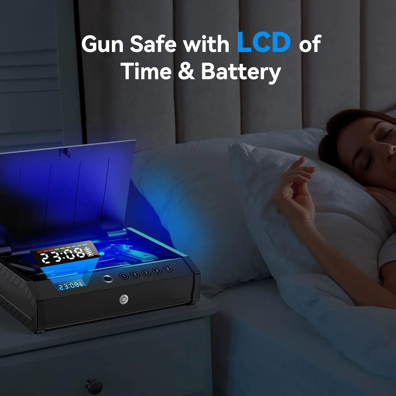 Caja de seguridad para pistola con pantalla