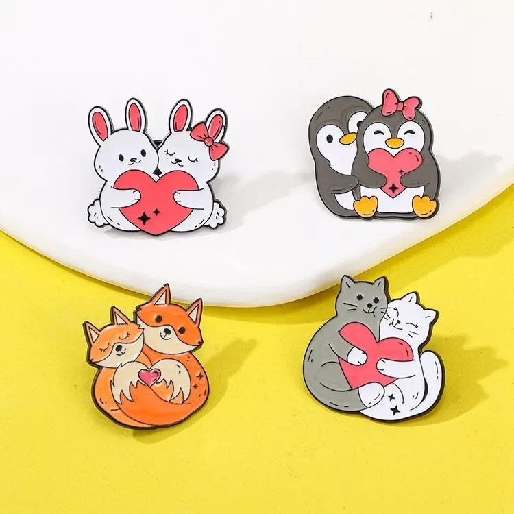 Broche pingüino gato conejo zorro San Valentín para ropa