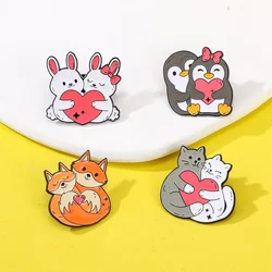 Broche pingüino gato conejo zorro San Valentín para ropa
