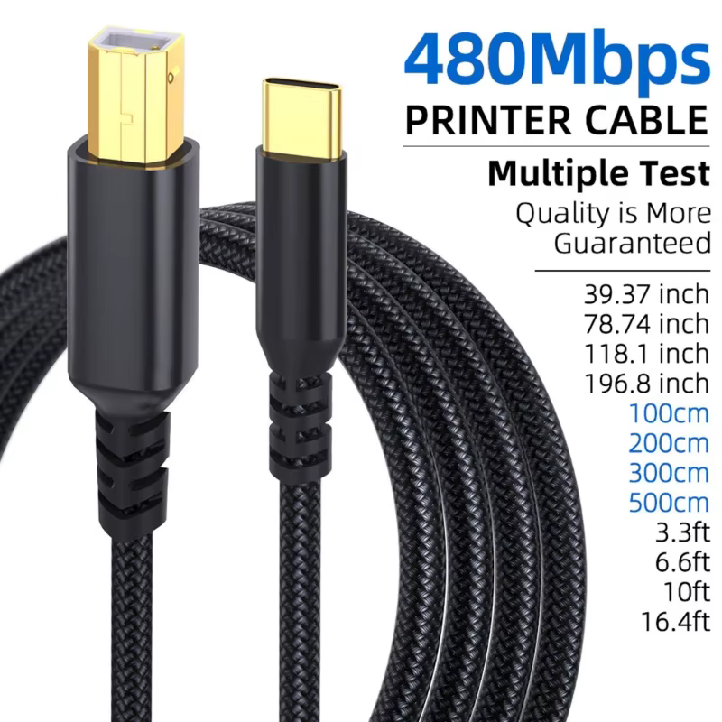 Cable USB Tipo C a B para impresora 3D – 480 Mbps K1KF Resistente - imagen 4
