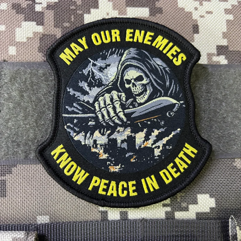 Parche Táctico Grim Reaper Calavera Bordado con Bucle para Brazalete - imagen 5