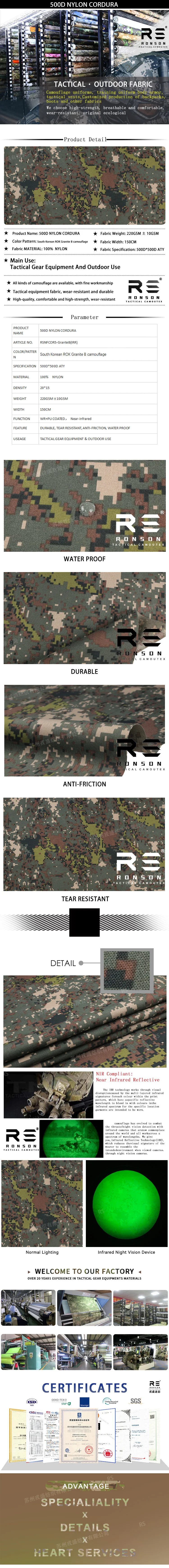 Tela de camuflaje Granito B en nylon Cordura 500D