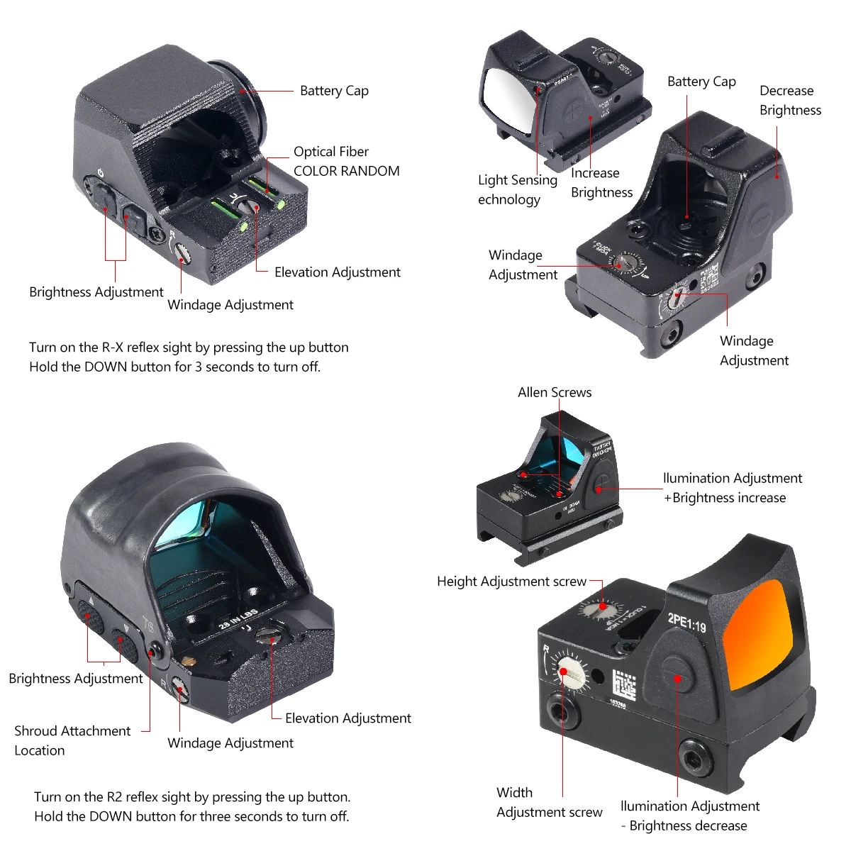 Mira reflex punto rojo para riel Picatinny compacta