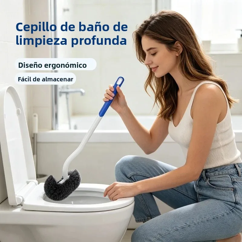 Cepillo limpieza inodoro colgable pared cerdas suaves mango largo - imagen 2