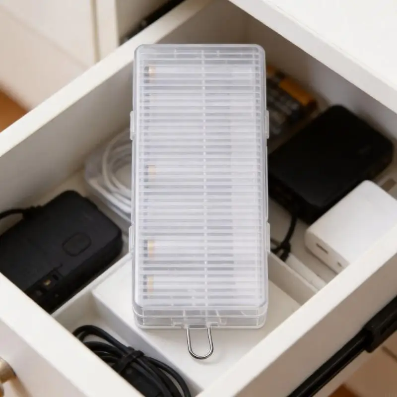 Caja almacenamiento pilas 2A plástico transparente – Viaje y escritorio - imagen 3