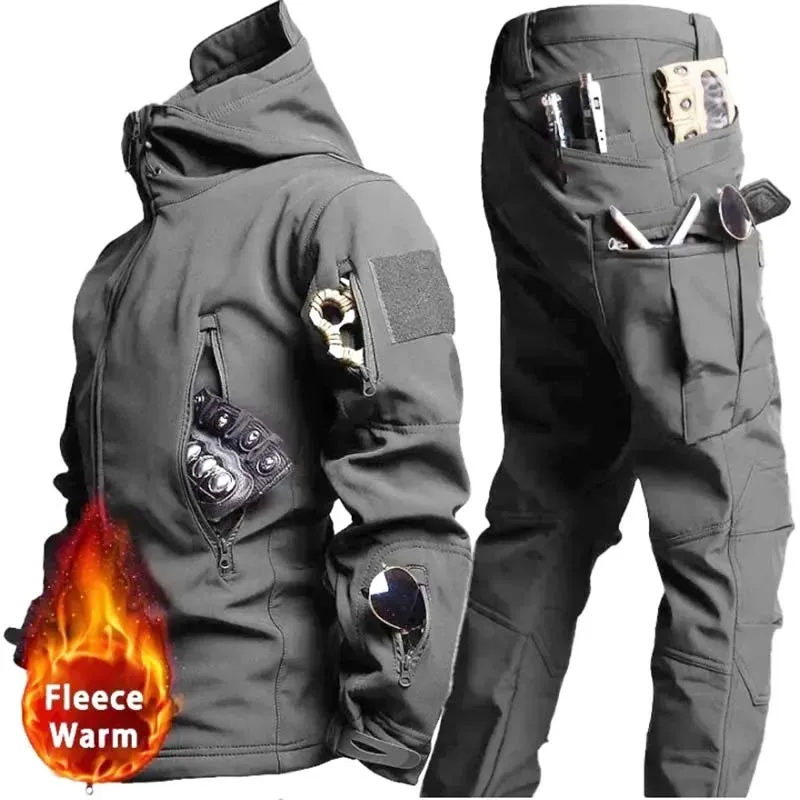 Conjunto táctico invierno hombre Sharkskin impermeable, cortaviento - imagen 2