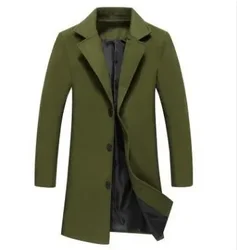 Chaqueta mezclada algodón y lana – Abrigo largo casual para hombre