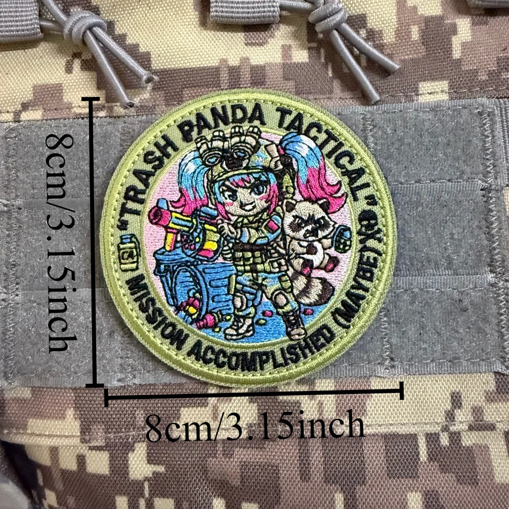 Parche velcro bordado gancho y bucle diseño chica para equipo táctico - imagen 2