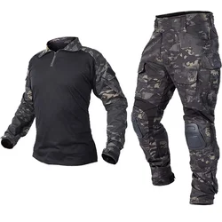 Uniforme táctico de camuflaje con almohadillas y pantalón ripstop