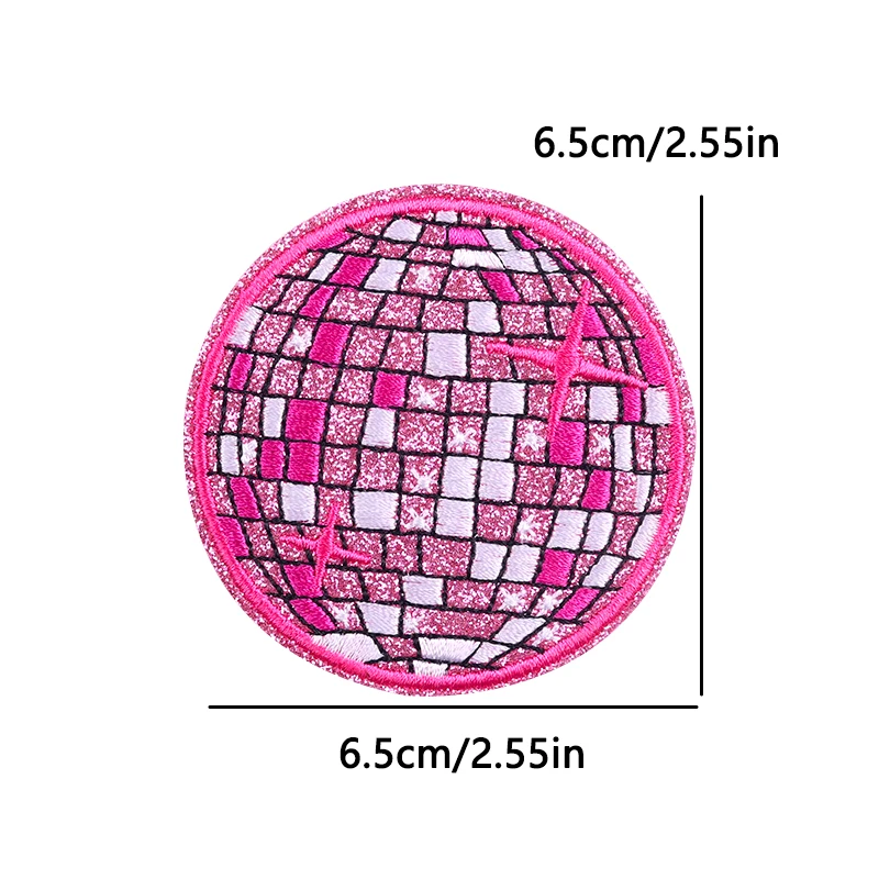 Parche termoadhesivo corazones rosa con encaje, lazo y bola disco - imagen 2