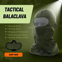 Pasamontañas táctico transpirable con máscara completa para airsoft