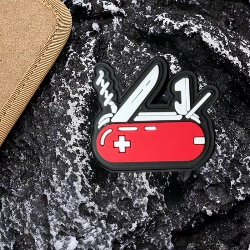 Parche táctico PVC cuchillo multiherramienta con velcro para chaleco - imagen 2