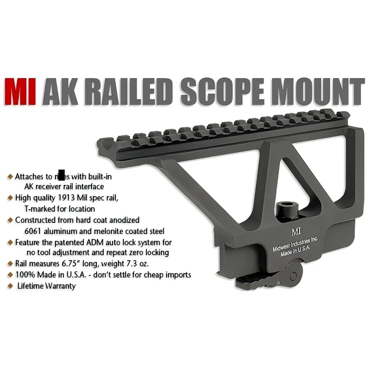 Soporte MI-AKSM con riel lateral Picatinny para plataforma AK