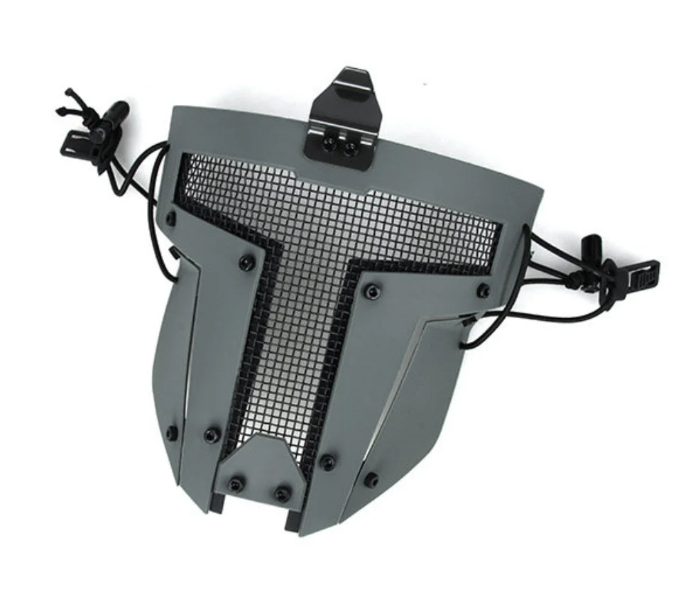 Vista frontal de la máscara táctica para casco