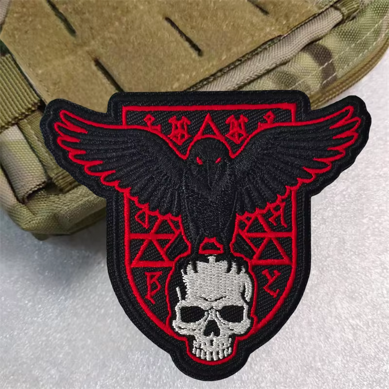 Parche táctico bordado esqueleto cuervo velcro para chaleco y mochila - imagen 5