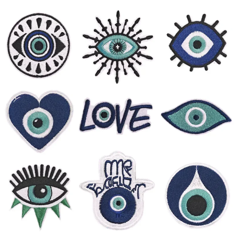 Parche bordado mal de ojo – emblema azul termoadhesivo - imagen 3