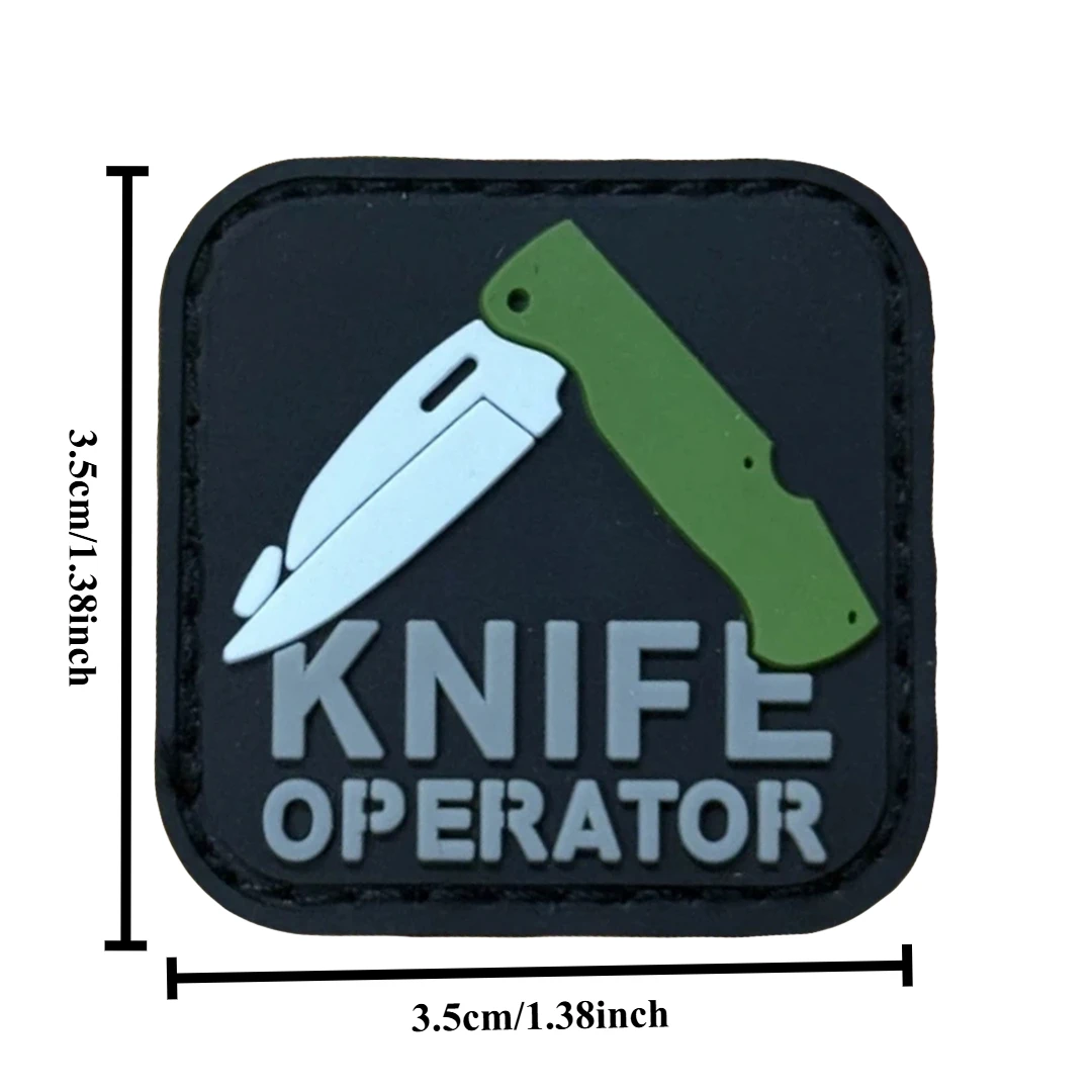 Parche de moral táctico operador cuchillo PVC con gancho y bucle