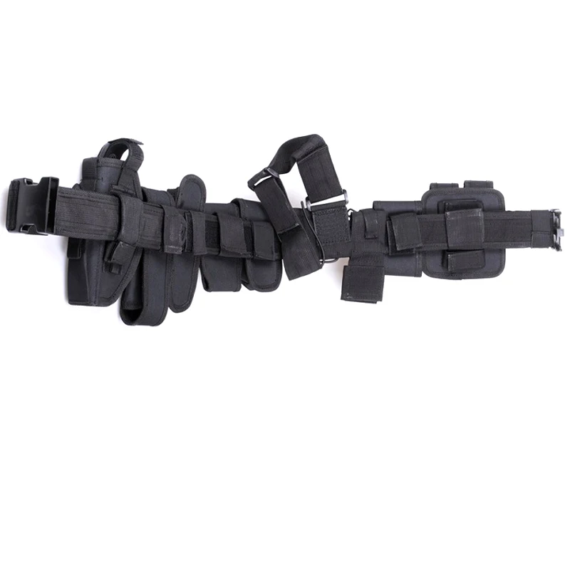 Cinturón táctico Airsoft en nailon ajustable con funda de pistola - imagen 4