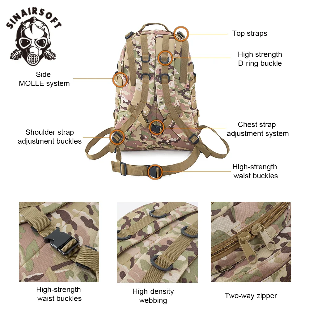 Mochila táctica impermeable MOLLE asalto para al aire libre y caza - imagen 5