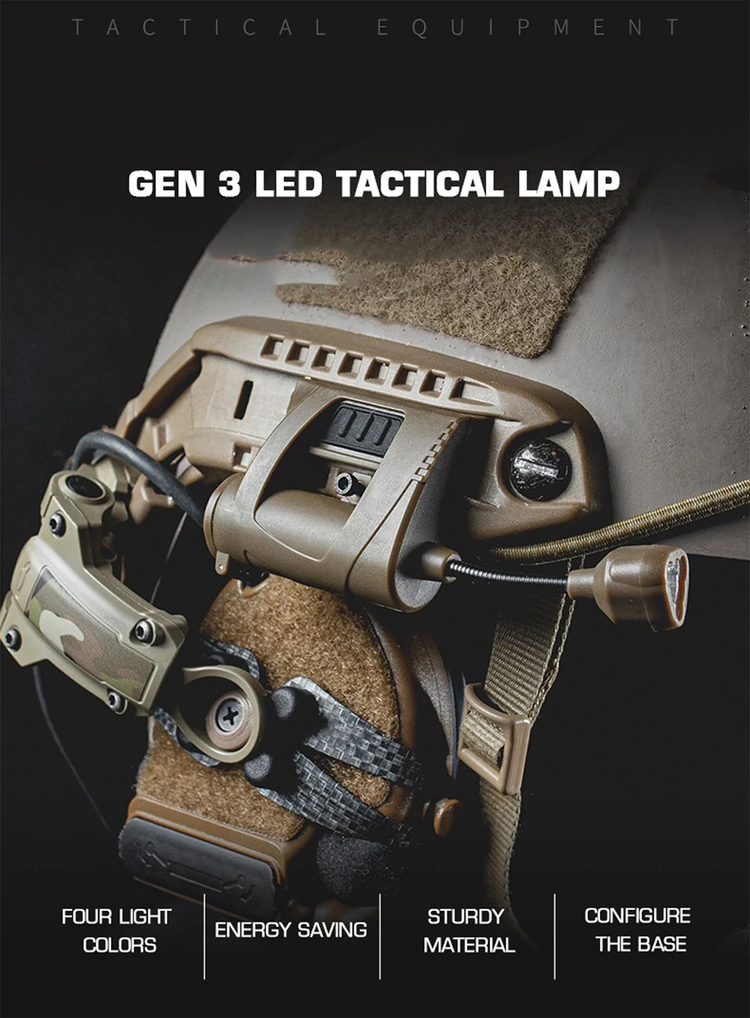 Luz táctica para casco Airsoft MPLS CHARGE vista lateral