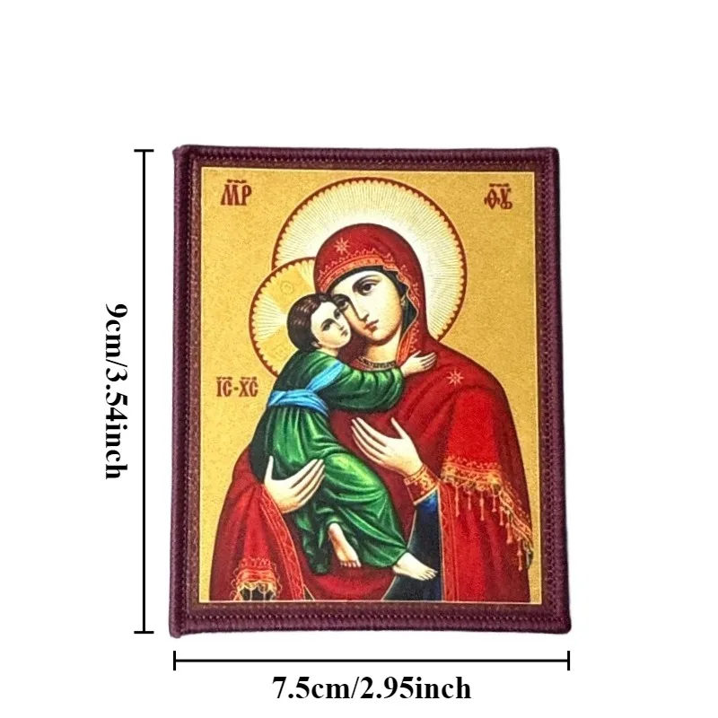 Parche táctico Virgen María ortodoxa impreso gancho y bucle - imagen 4
