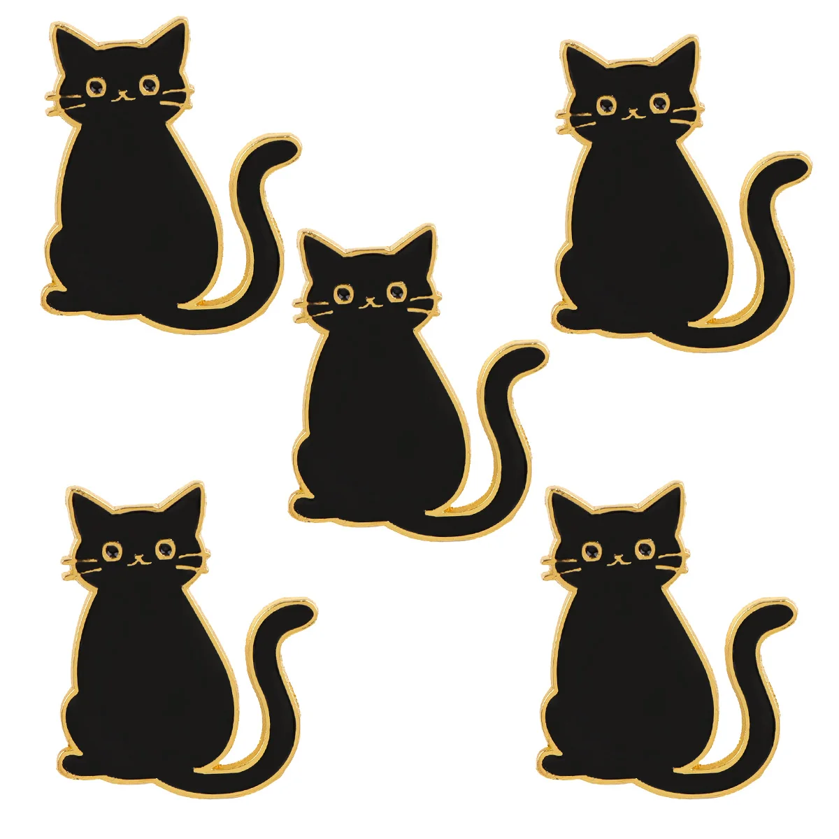Pin esmaltado de gato negro para solapa tipo broche táctico - imagen 2