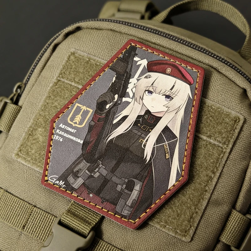 Parche táctico AK74M Girls' Frontline cuero PU estampado caliente UV