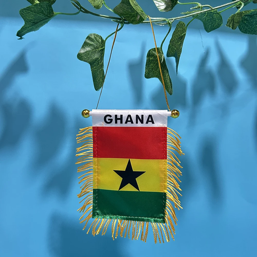 Bandera para coche Ghana impresa por ambos lados, poliéster