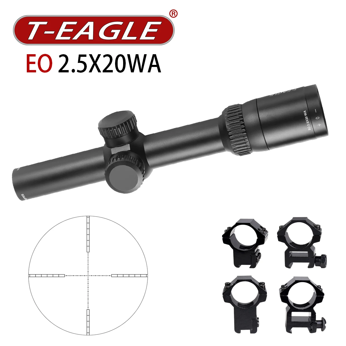 Visor telescópico táctico T-EAGLE 2.5X20 con retícula cruz - imagen 4
