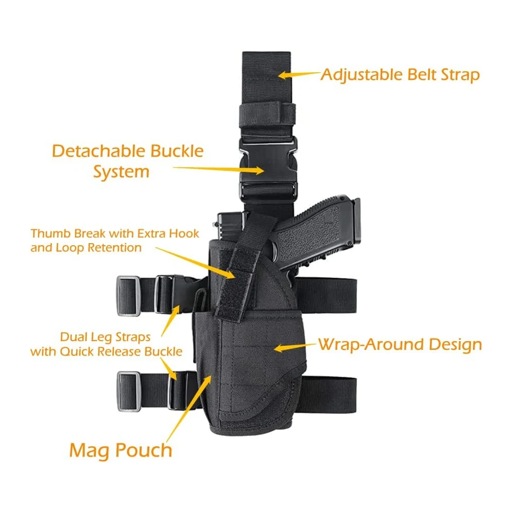 Funda táctica de muslo Oxford bolsillo ajustable pistola polivalente - imagen 3