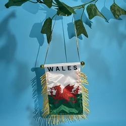 Bandera mini Gales para ventana de coche, poliéster impresa