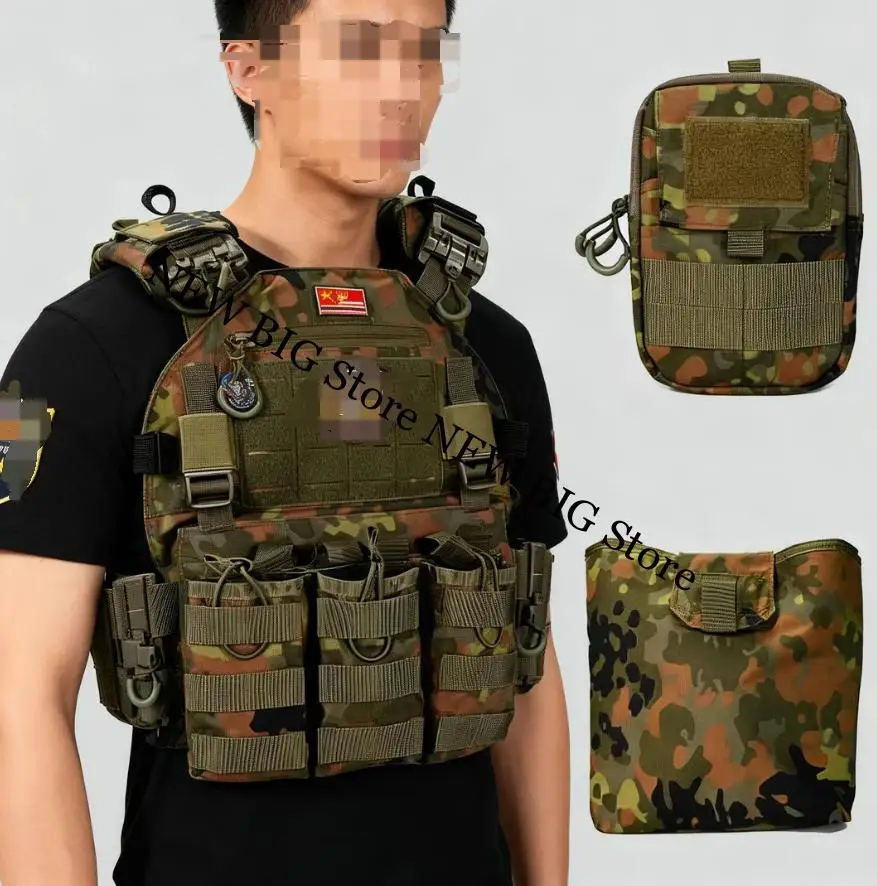 Chaleco táctico MOLLE Flecktarn panel triple nailon anti salpicaduras - imagen 3
