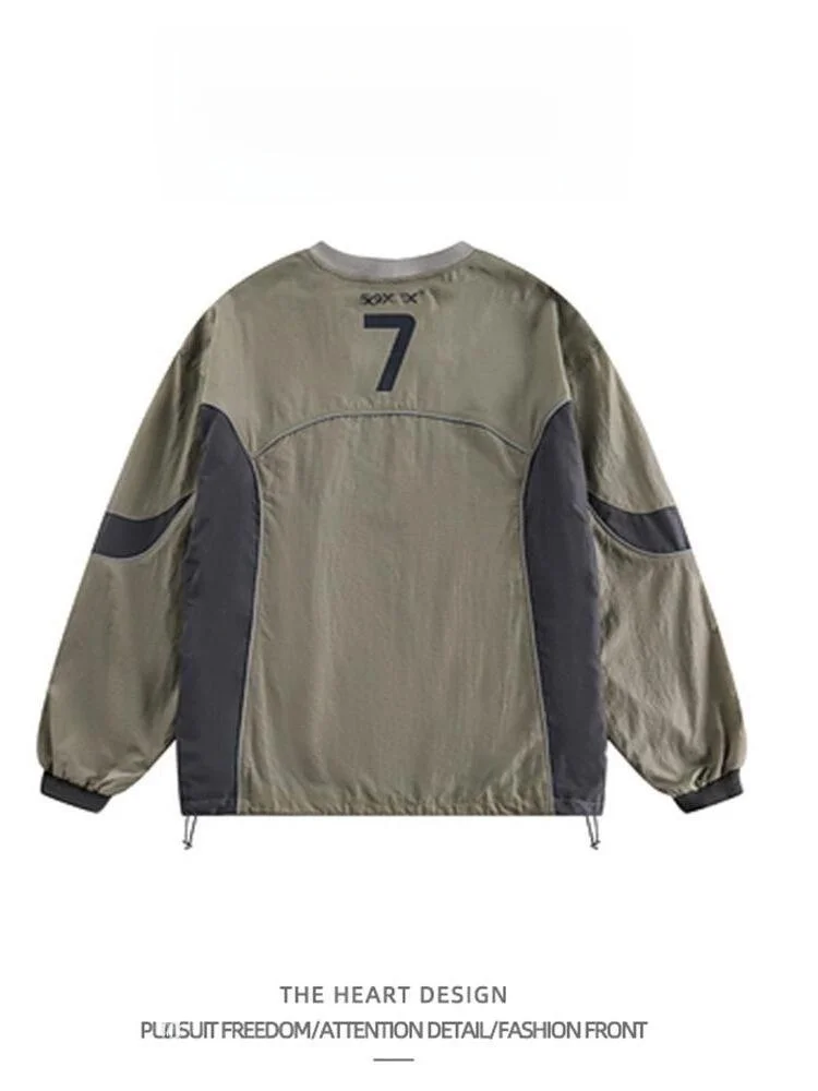 Sudadera outdoor hombre retro – Bloques de color y corte holgado - imagen 4