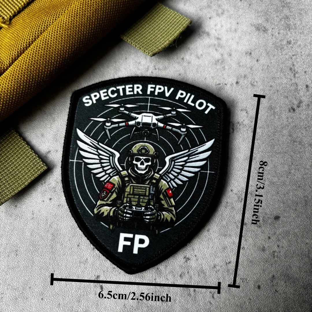 Parche táctico Specter FPV Pilot con velcro calavera y alas - imagen 3